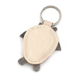 Geit handgemaakte lederen sleutelhanger grijs