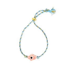 Pulsera Trenzada a Mano Hamsa Rosa