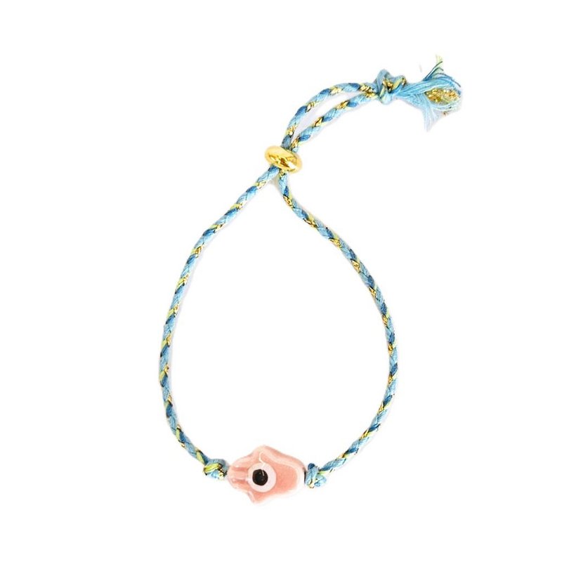 Bracciale Hamsa intrecciato a mano rosa