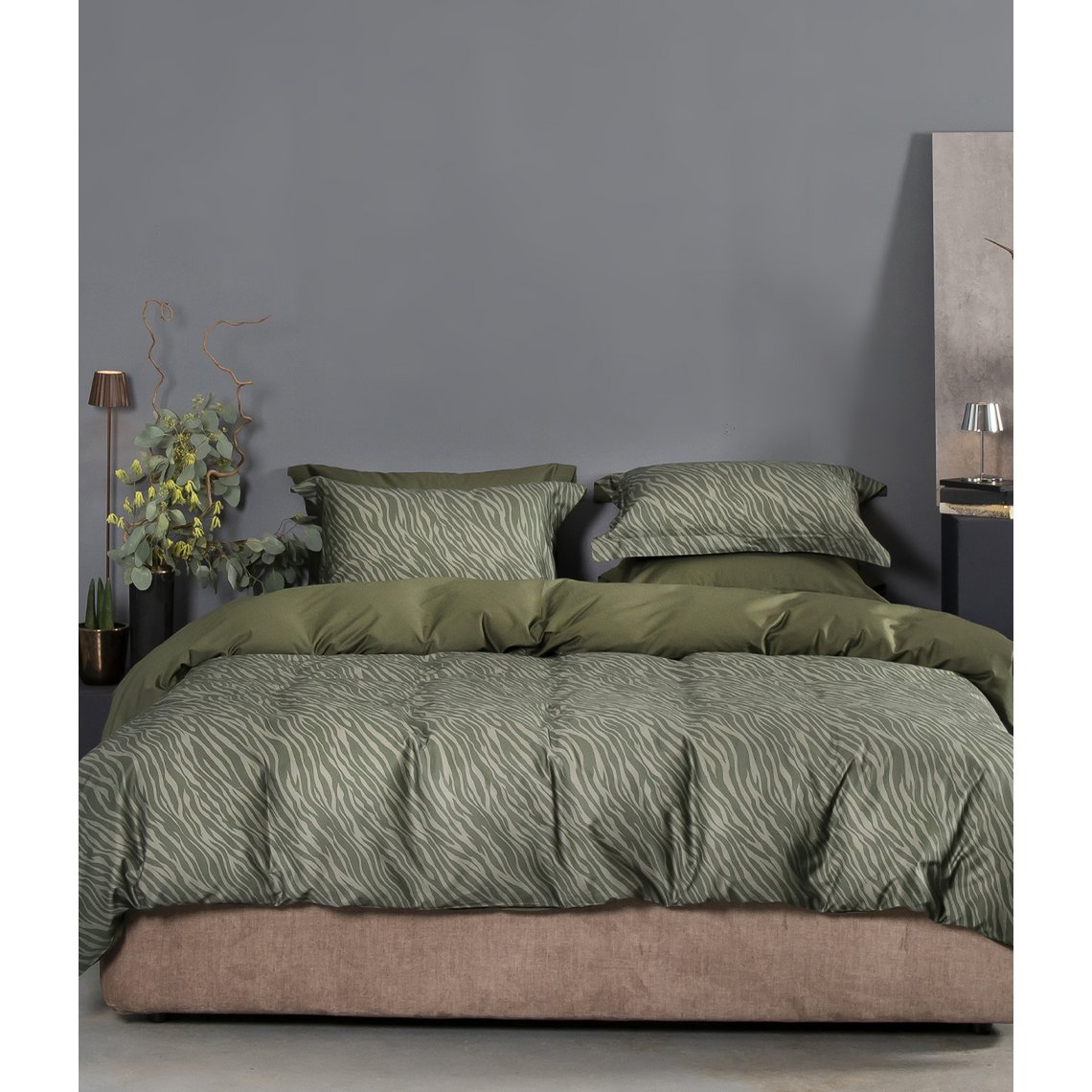 Satijnen beddengoedset Zebra Moss/Forest