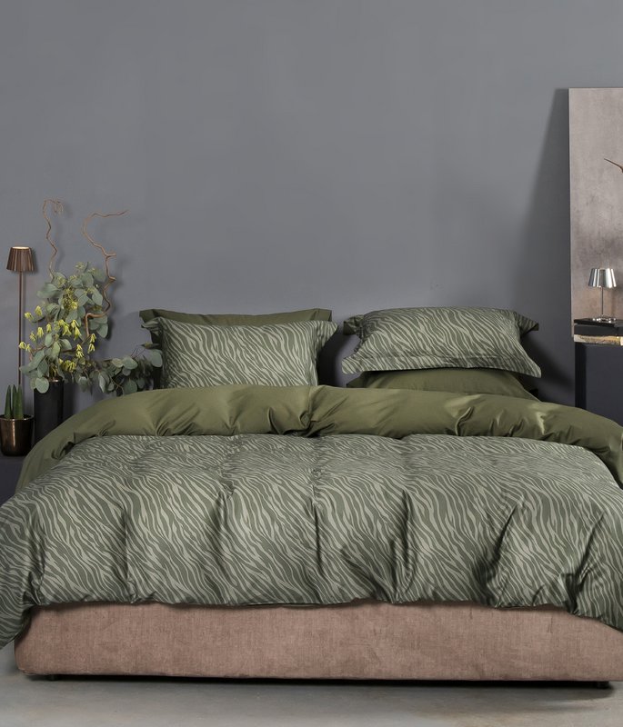 Satijnen beddengoedset Zebra Moss/Forest