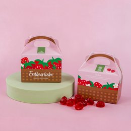 Koszyczek truskawkowy truskawkowa miłość 70g gumy owocowej