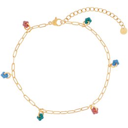 Delicate gold or silver chain anklet with a simple bar charm. Adjustable length for a comfortable fit.