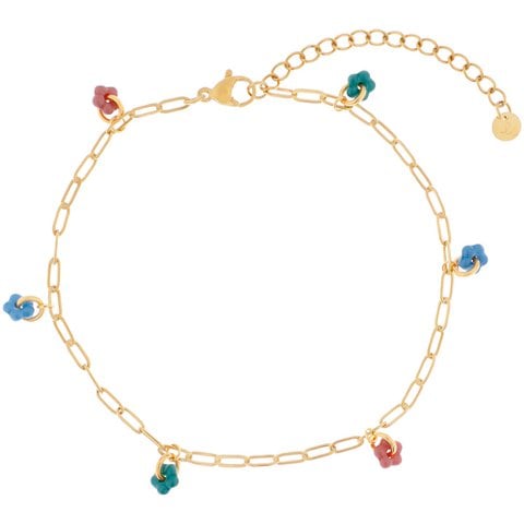 Anklet fine flowerpower red/green/blue