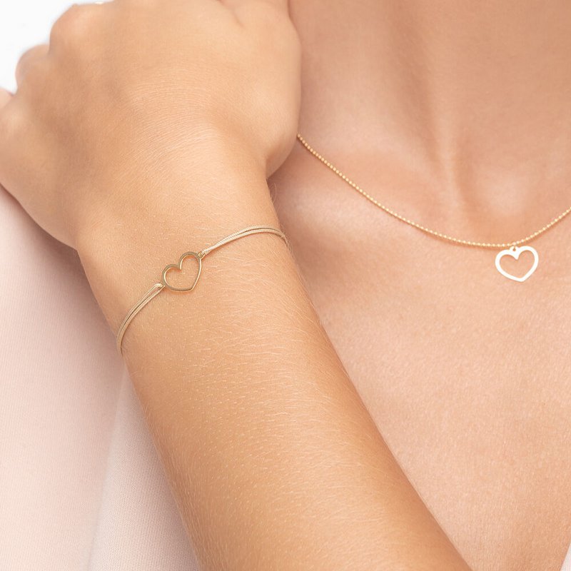 Glücksbändchen GENTLE HEART, 14 K Gelbgold, Beige