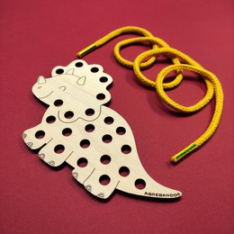 Giocattolo di dinosauro in allacciamento Montessori, giocattolo in legno per lo sviluppo delle abilità motorie per bambini e bambini