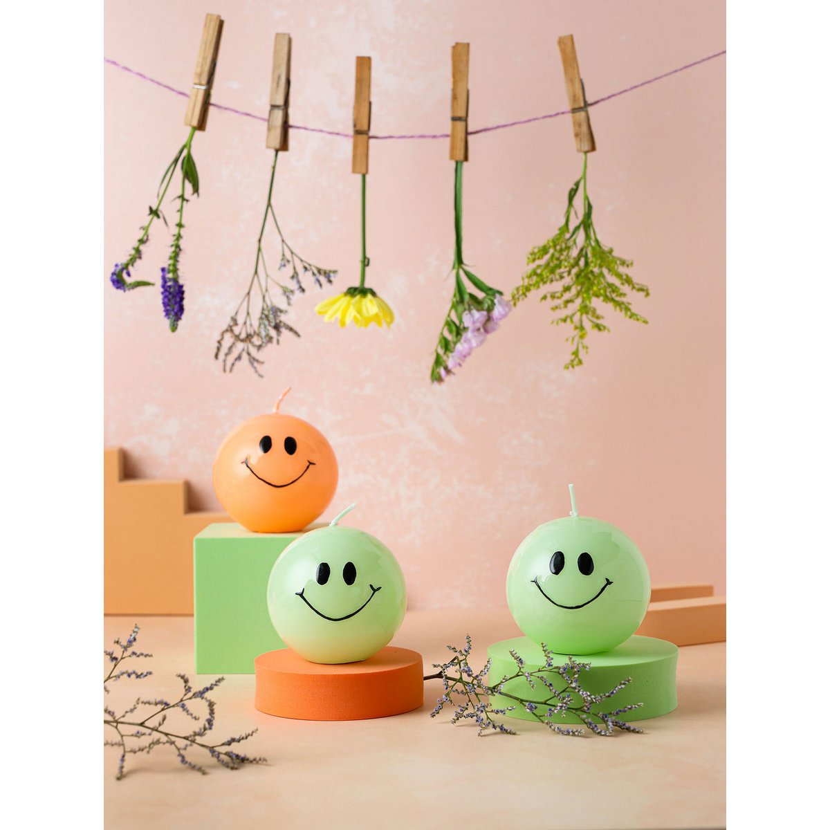 Smiley Candle – 7.5 cm - Hot Orange