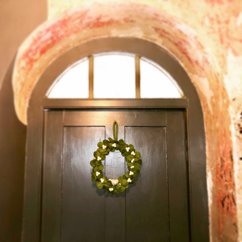 Handmade Felt Fair trade Mistletoe Wreath with Dove Christmas Décor