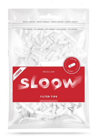 SLOOW Sigarettenfilters Hersluitbaar zakje met ritssluiting à 1000 stuks Slank formaat 22 mm