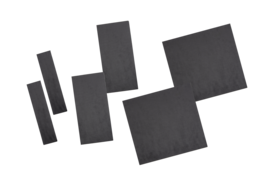 Upholstered pet bed in anthracite and creamy white colors, with a simple, modern geometric design.