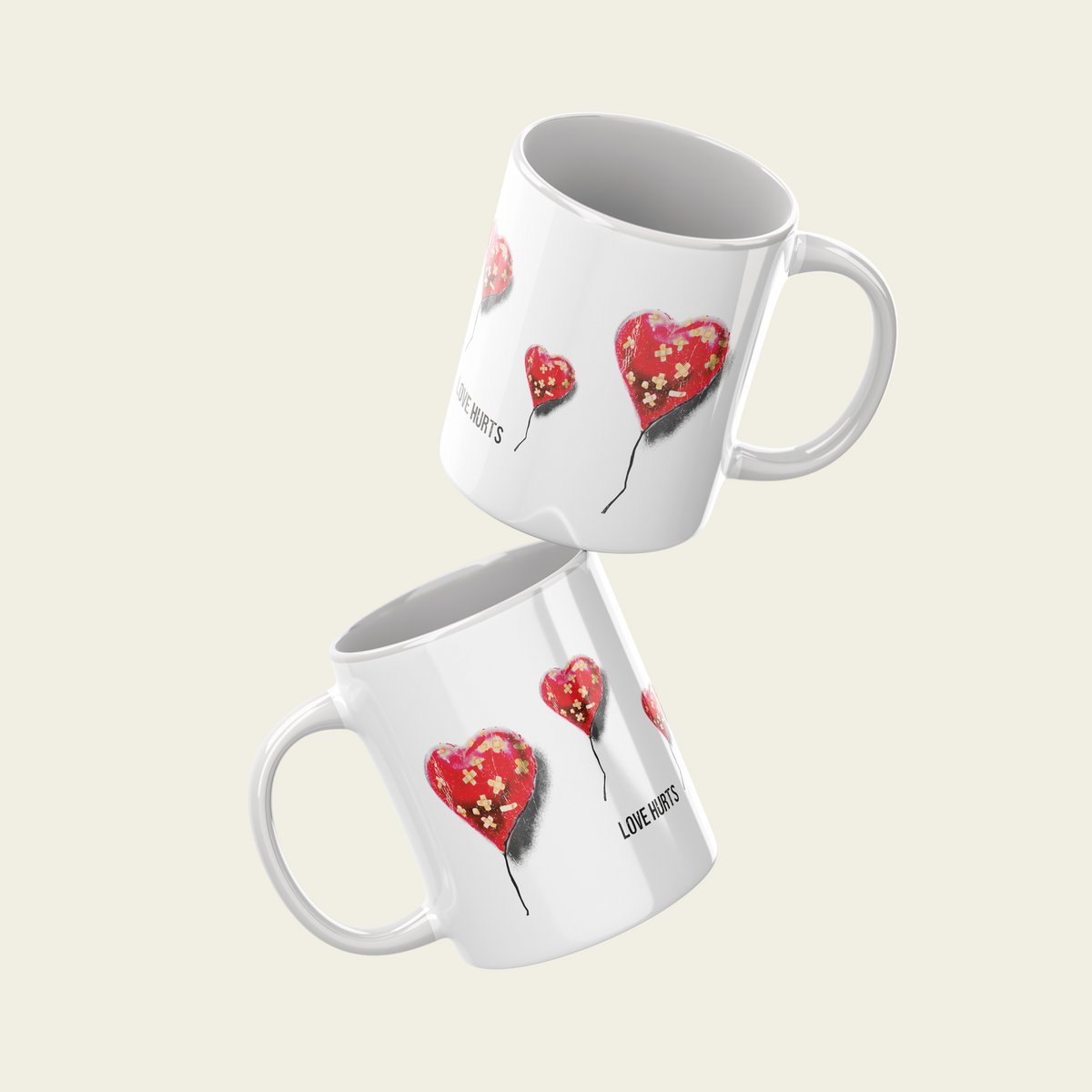 Taza Cerámica Banksy 325ml - Corazón Vendado