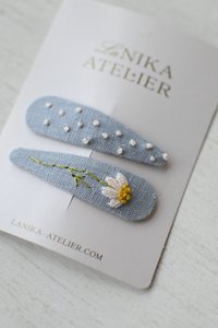 Haarspeldjes blauwe narcis + stippen