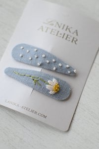 Haarspeldjes blauwe narcis + stippen