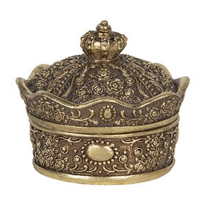 Jewelry box Gold-colored, Plastic Ø 9x7 cm