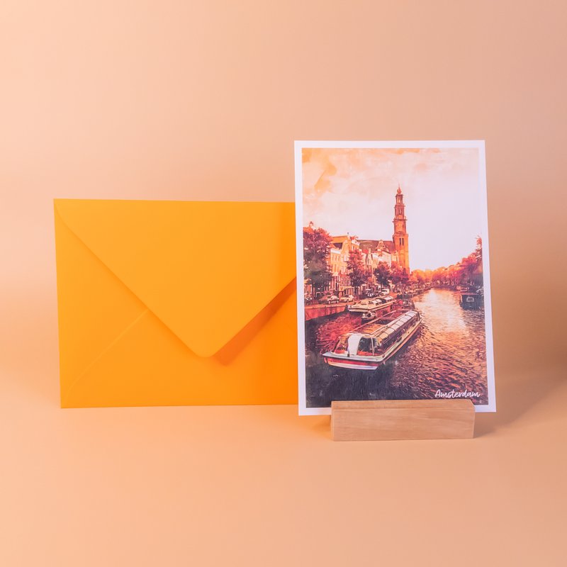 Golden Hour Amsterdam, Nederland - A6 ansichtkaart met envelop