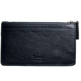 5 Porta Carte Di Credito In Pelle Martellata Con Zip Blu