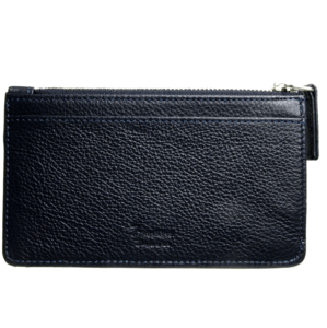 5 Credit Card Pebbled Leather Card Wallet With Zip Blue