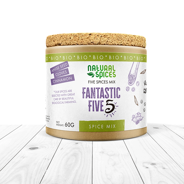 Pięć Przypraw w Proszku – Organicznie Bez Soli – Słoik 60g – Przyprawy Naturalne