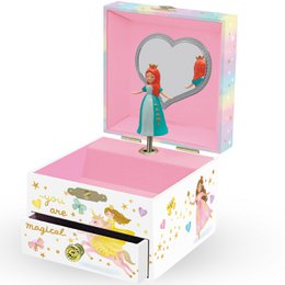  Pink music box with princess figure, heart-shaped mirror, dancing ballerina toy, girls musical jewelry box