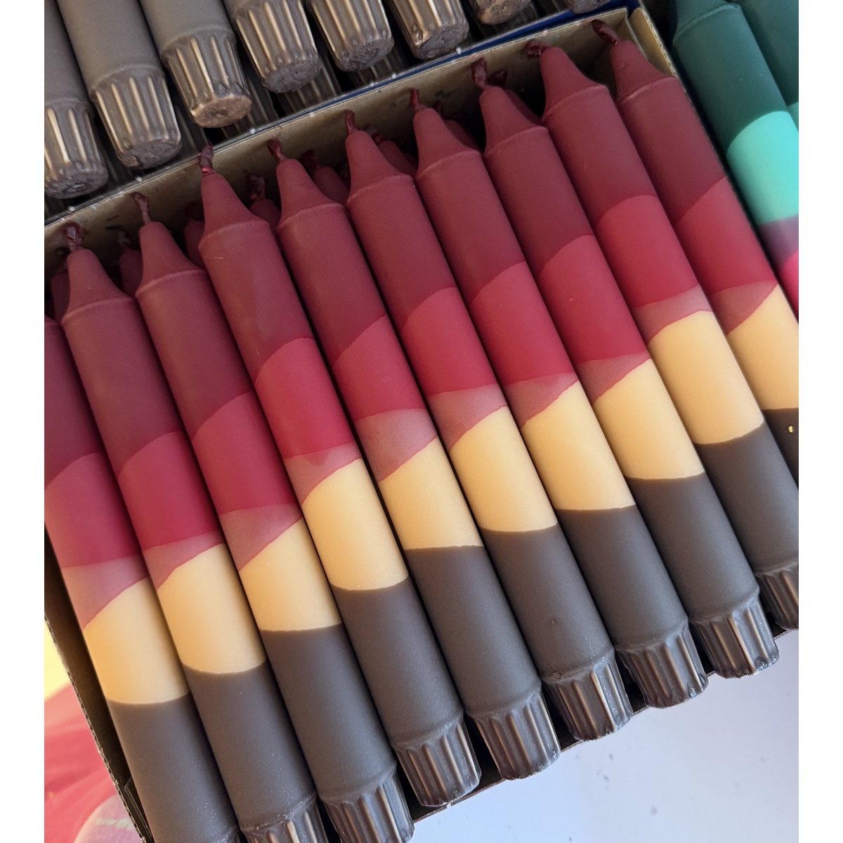 Taper Candles - Red / Fuchsia / Beige / Brown
