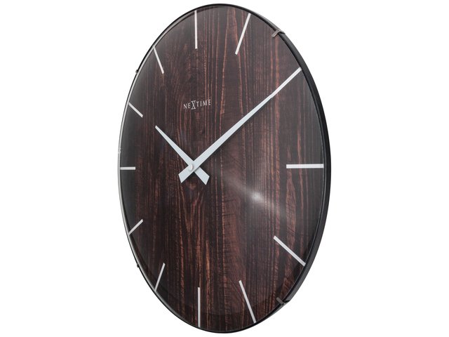 Wall clock NeXtime Edge Wood Dome 35 cm brown