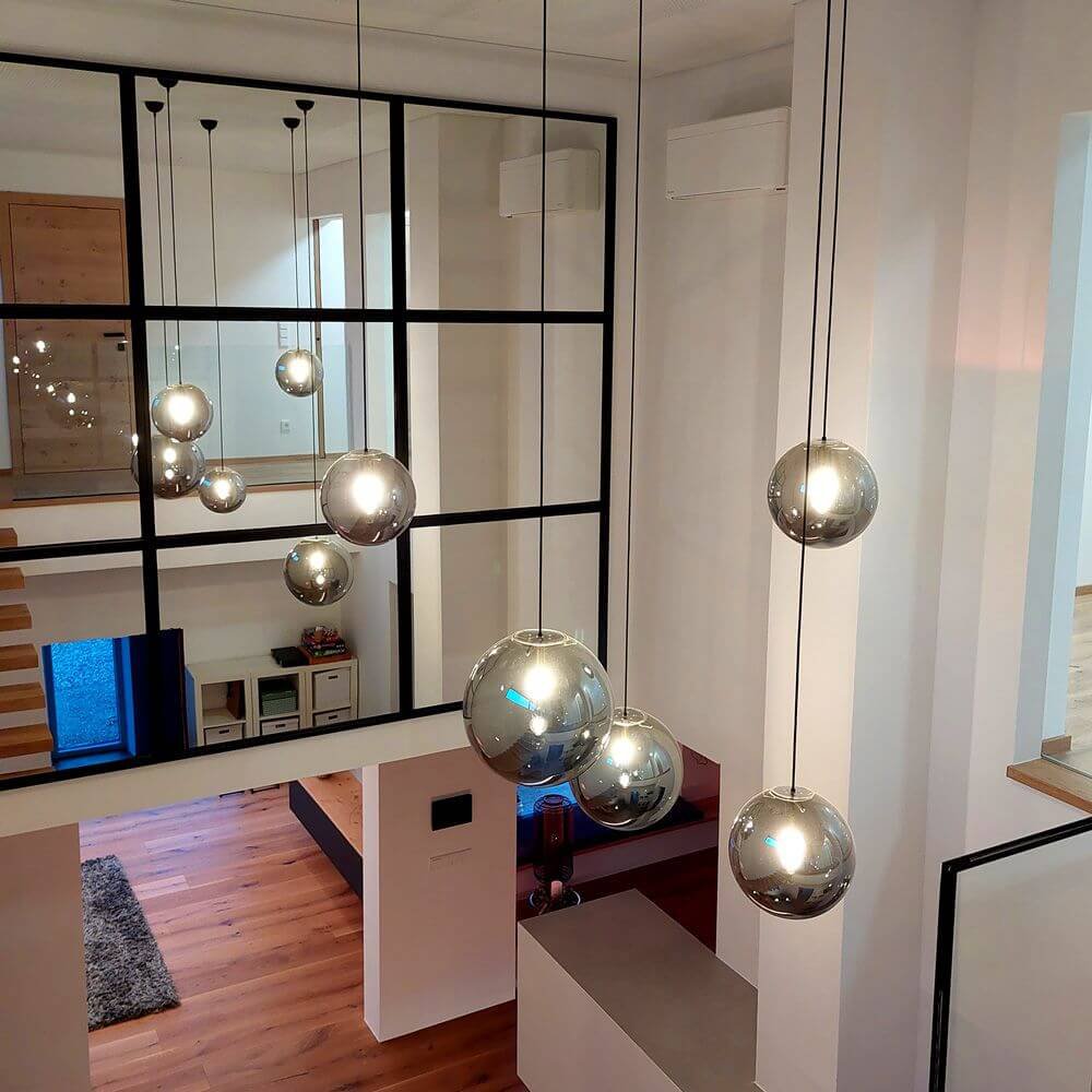 s.luce Orb glass ball hanging lamp 150cm suspension black