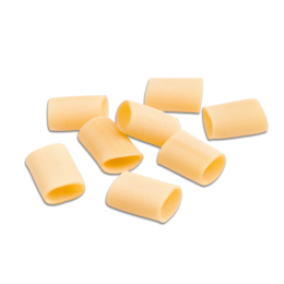 A packet of half paccheri pasta, a type of smooth, tube-shaped pasta. The pasta is made from grains and comes in a 500g package.