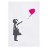 Theedoek wit, straatkunstdromer - meisje met ballon