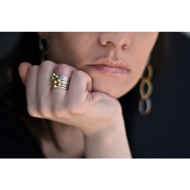Silver Stackable bubbles ring set
