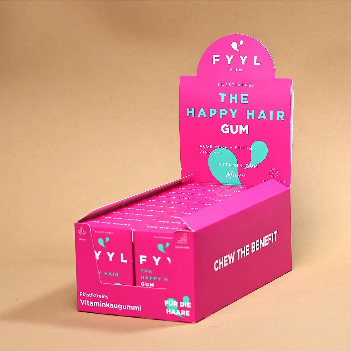 FYYL GUM - THE Happy Hair Gum - 20 tyggegummibokse pr. pakke - naturligt tyggegummi