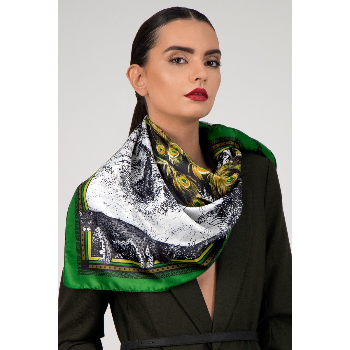 Peacock Feathers  100% silk scarf -180*75