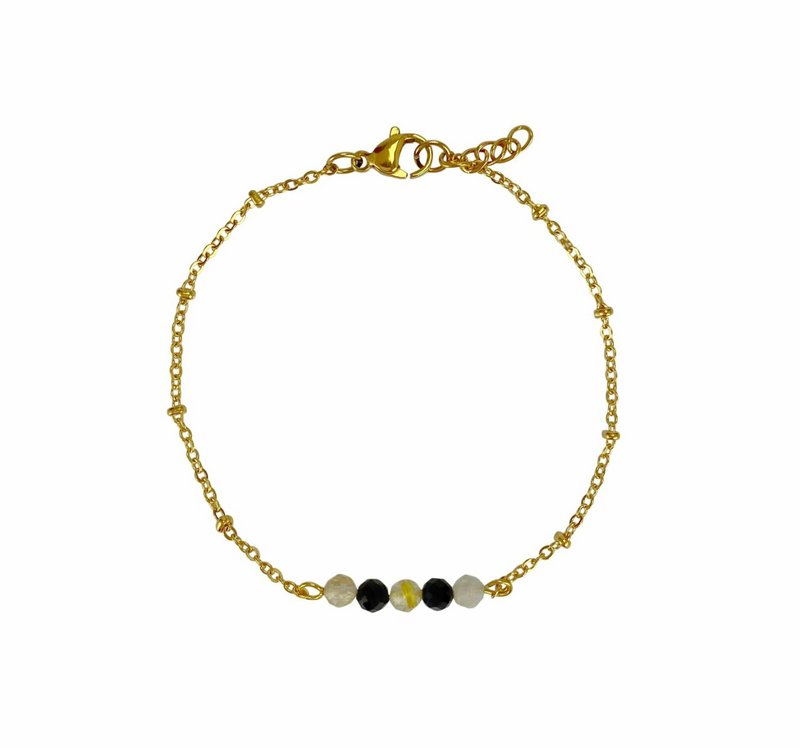 Bracelet Tourmaline & Rutilated Quartz - Gold