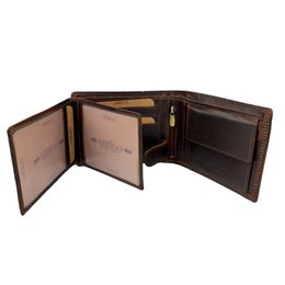 Wallet men's black rfid anti skim real leather