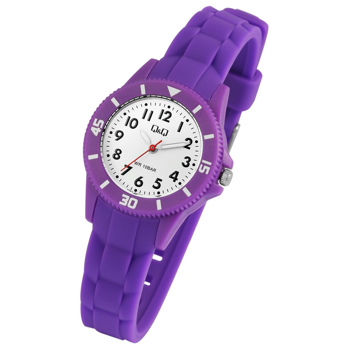 Q&Q children's/youth watch with silicone strap, 10 ATM, purple