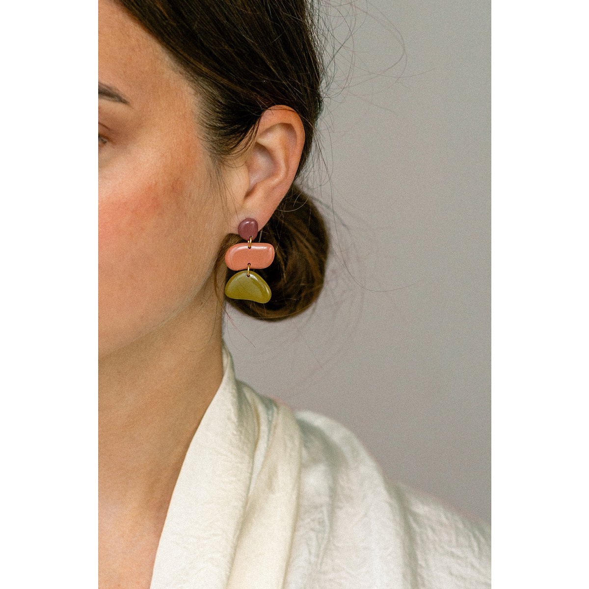 Boucles d'oreilles Jolene - Mauve / Goyave / Mousse