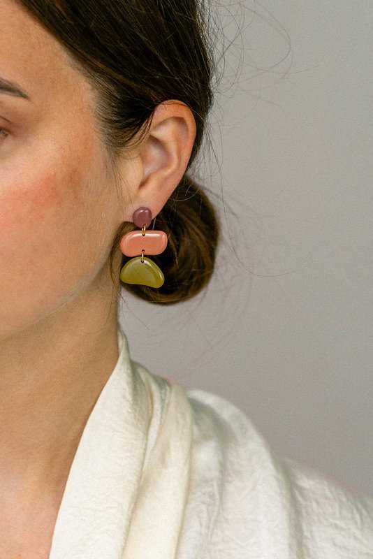 Boucles d'oreilles Jolene - Mauve / Goyave / Mousse