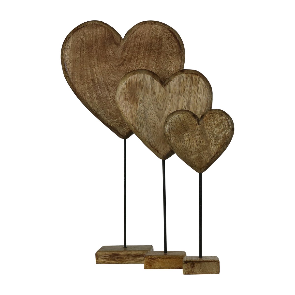stehendes Herz aus Mangoholz H35 T18x8cm