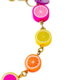 Citrus Bracelet, Lemon Orange Pink Grapefruit Charm Bracelet, Beaded Bracelet | by Ifemi Jewels