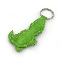 Groene hagedis handgemaakte lederen sleutelhanger