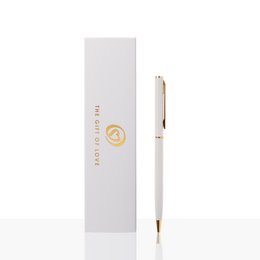 A sleek, white pen with a gold accent, the Mini Love Pen 448 is a stylish writing instrument suitable for everyday use.