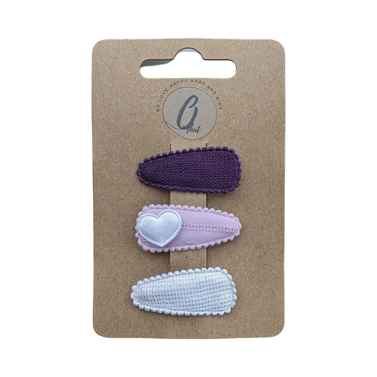 Clip per capelli per bambini Nude Purple/Pink Heart/White (3 pezzi per carta) OK3778