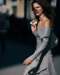 Bardot Brown Striped Off Shoulder Maxi Dress