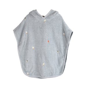 Embroidered beach poncho GOTS - Pearl Blue