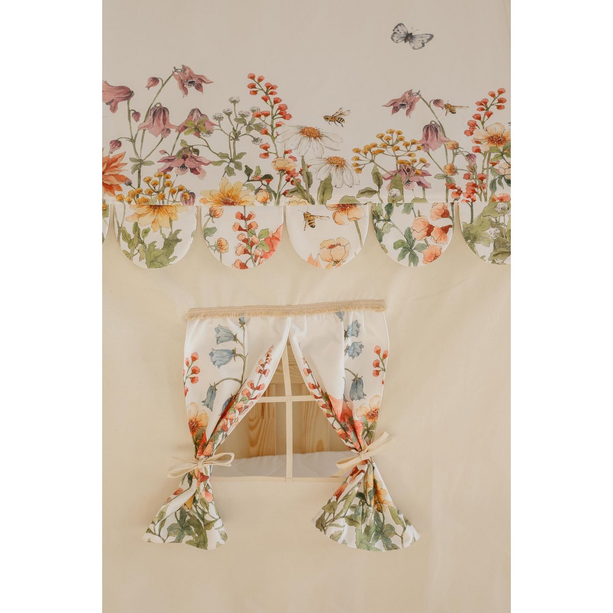 Canopy over bed in the shape of a house "Wilde flower", baby crib house, Decoration for girl's room, personalized baby houses