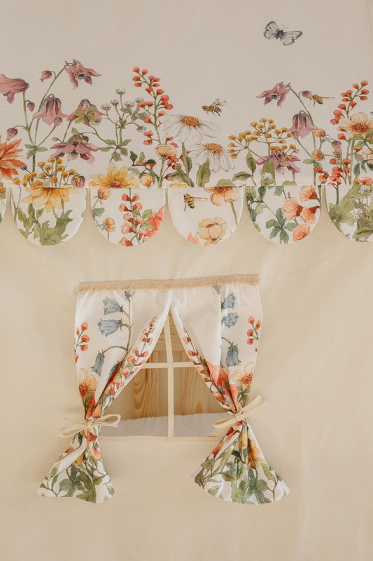 Canopy over bed in the shape of a house "Wilde flower", baby crib house, Decoration for girl's room, personalized baby houses