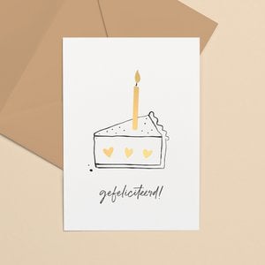 Grußkarte Goldfolie | Kuchenstück