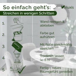 Veluxis® Wandfarbe Grau für den Innenraum - 5 Liter & Deckkraft-Klasse 1, Streifenfrei, tropfarm & Öko Farbe, VOC-frei - (Sesame Ice Cream)