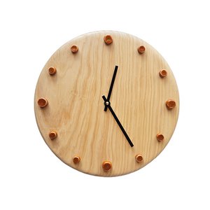 Handgemaakte Wandklok Hout & Keramiek - ⌀29cm | Oranje