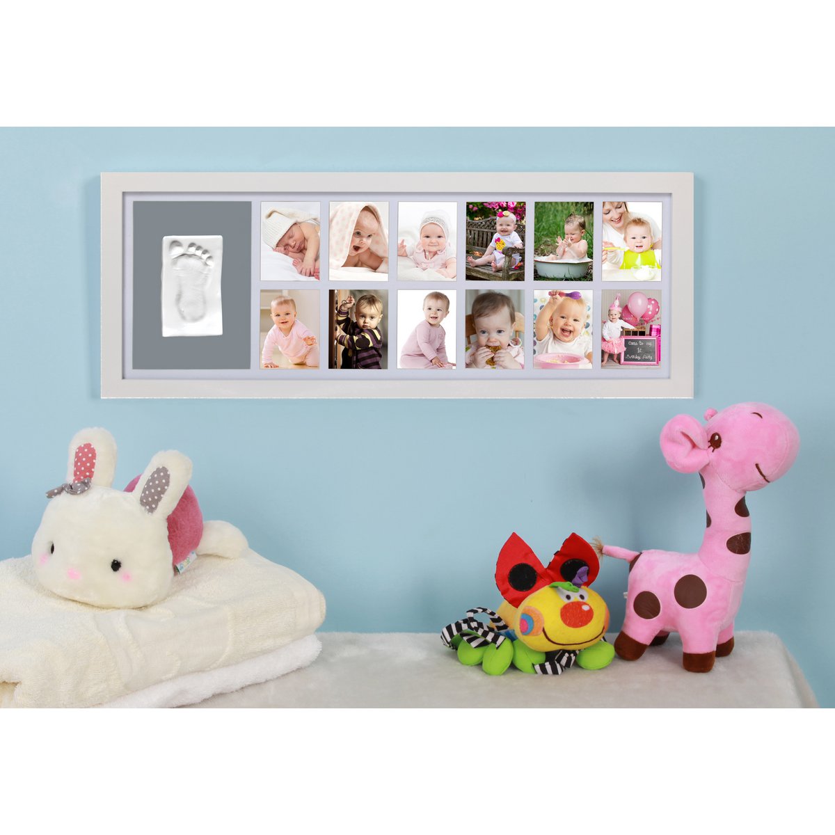 Adora Horizontal Frame – Baby Hand/Footprint & 12 Photos