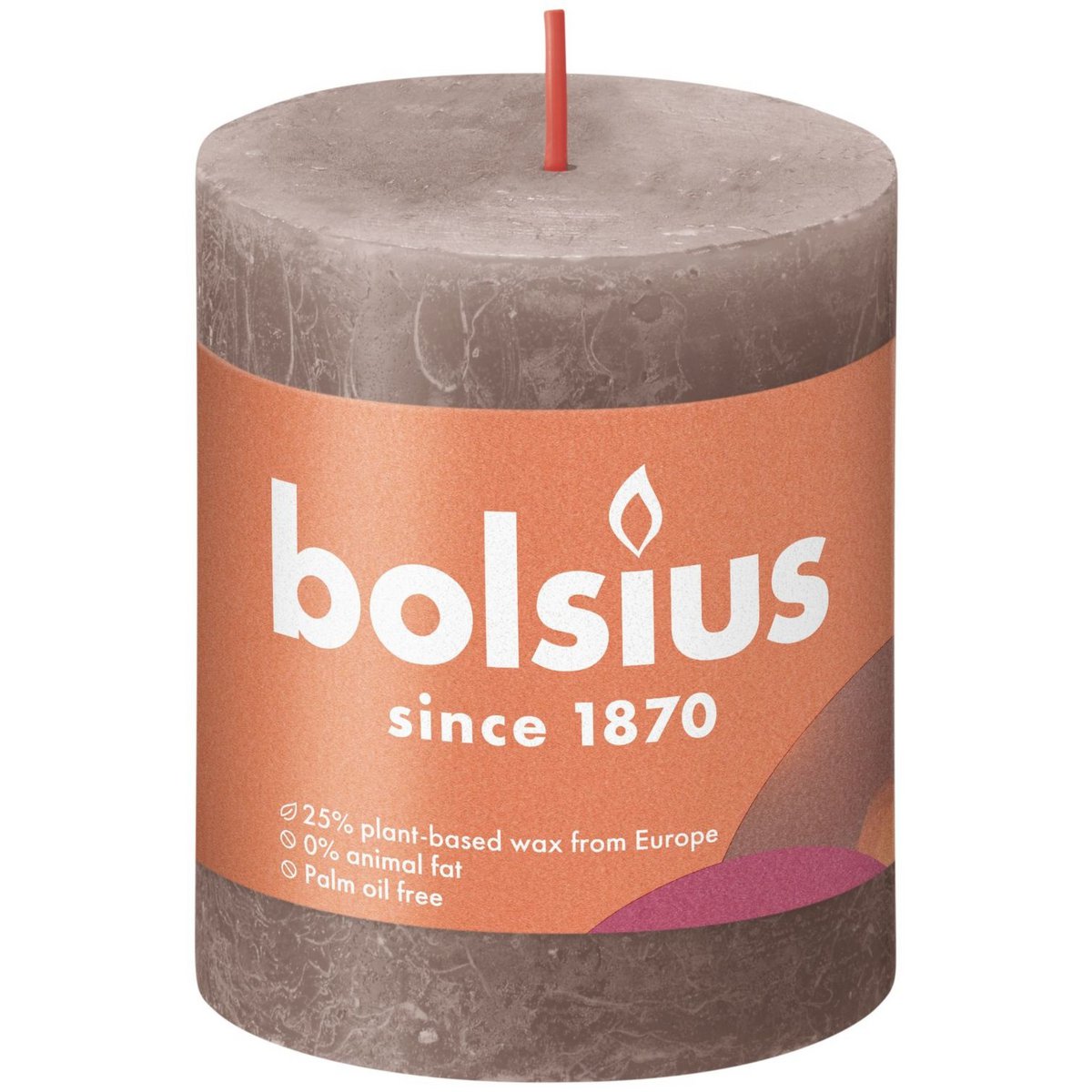 Bolsius Rustikale Stumpenkerze 80/68 Taupe